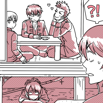 1girl 3mm 4boys gintama heart hijikata_toushirou indoors kondou_isao lowres monochrome multiple_boys okita_sougo shimura_tae short_hair yamazaki_sagaru