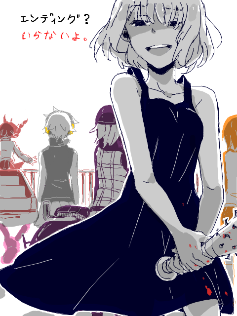 .flow 5girls baseball_bat blood chie_(lcddem) crossover headphones kuroha_ai lcddem madotsuki motor_vehicle motorcycle multiple_crossover multiple_girls nail_(hardware) nail_bat rabbit sabitsuki smile spoilers stairs suicide tegaki trait_connection translated urotsuki usotsuki vehicle yume_2kki yume_nikki yume_nisshi