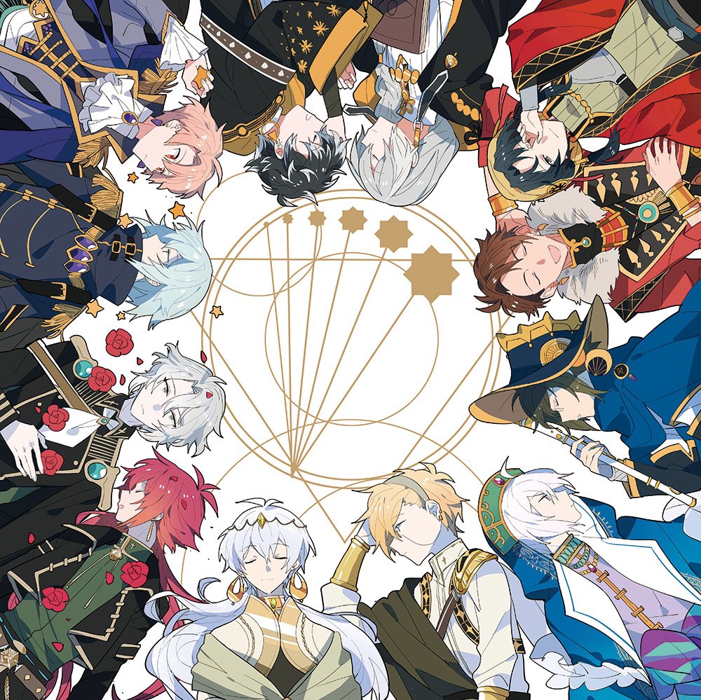 6+boys ahoge antenna_hair ascot asymmetrical_hair bandana belt belt_buckle black_hair black_pants black_robe black_shawl black_shirt blonde_hair blue_cloak blue_eyes blue_hair blue_hat blue_jacket brown_belt brown_hair buckle chain chinese_clothes circle cloak closed_eyes closed_mouth collared_jacket earrings epaulettes everyone expressionless flower from_side fur-trimmed_jacket fur_trim gold_buckle gold_chain gold_earrings green_hat green_shawl green_sweater grey_hair hair_between_eyes hair_over_one_eye hand_in_own_hair hand_on_own_stomach happy hat high_collar holding holding_staff hood hood_down hooded_cloak hooded_jacket hoop_earrings idolish7 inumaru_toma isumi_haruka izumi_iori izumi_mitsuki jacket jewelry kujou_tenn layered_sleeves long_hair long_sleeves male_focus mido_torao momo_(idolish7) multicolored_hair multiple_boys nanase_riku natsume_minami nikaido_yamato open_mouth osaka_sougo pants parted_lips petals pink_hair pointy_nose purple_shirt red_eyes red_flower red_jacket red_robe red_rose robe rokuya_nagi rose rose_petals rubbing_eyes sarong shawl shirt short_over_long_sleeves short_sleeves single_epaulette sleeping sleeves_past_fingers sleeves_past_wrists smile staff star_(symbol) streaked_hair studded_belt sweater tangzhuang tsunashi_ryuunosuke turban turtleneck turtleneck_shirt turtleneck_sweater upper_body very_long_hair white_ascot white_background white_hair white_jacket white_robe white_shirt wizard_hat yanzhan yaotome_gaku yellow_bandana yotsuba_tamaki yuki_(idolish7)