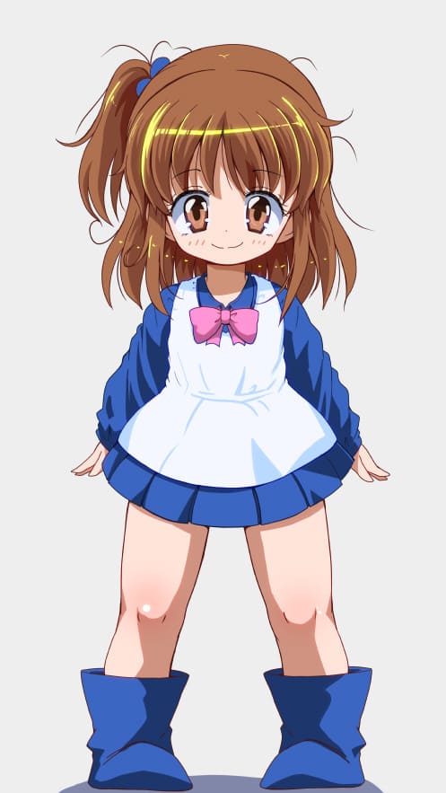 1girl arle_nadja boots bottomless brown_eyes brown_hair child compile dress female_focus madou_monogatari navel puyopuyo simple_background smile standing tau_(tau_2017) white_background