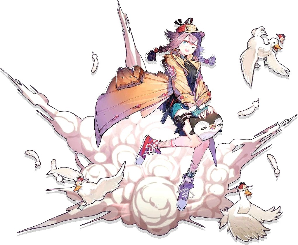 1girl arknights artist_request bird black_bra black_panties blue_eyes bra braid breasts brown_jacket chinese_commentary commentary_request finger_to_mouth glasses hair_between_eyes hat jacket looking_at_viewer may_(arknights) may_(elite_ii)_(arknights) multicolored_legwear navel non-web_source official_art one_eye_closed open_clothes open_jacket open_mouth panties pink_hair red_hat small_breasts smoke solo stuffed_animal stuffed_penguin stuffed_toy thigh_strap thighhighs underwear white_background