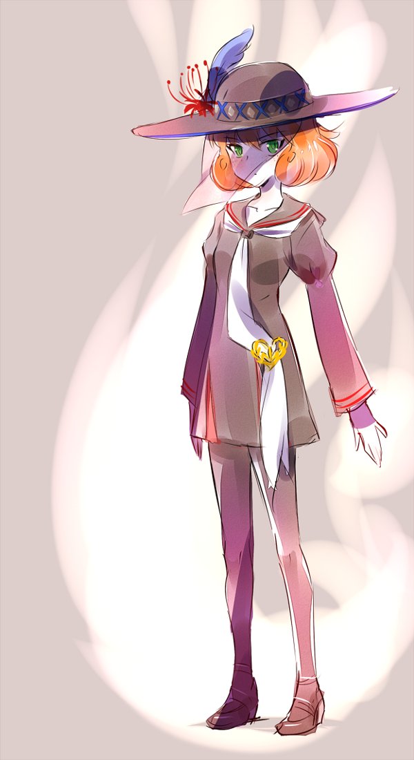 1girl alternate_costume android banryuu_reoko banryuu_reoko_(cosplay) bubuki_buranki cosplay female_focus flower freckles full_body green_eyes han_megumi hat high_heels iesupa orange_hair pantyhose penny_polendina rwby solo spider_lily veil voice_actor_connection
