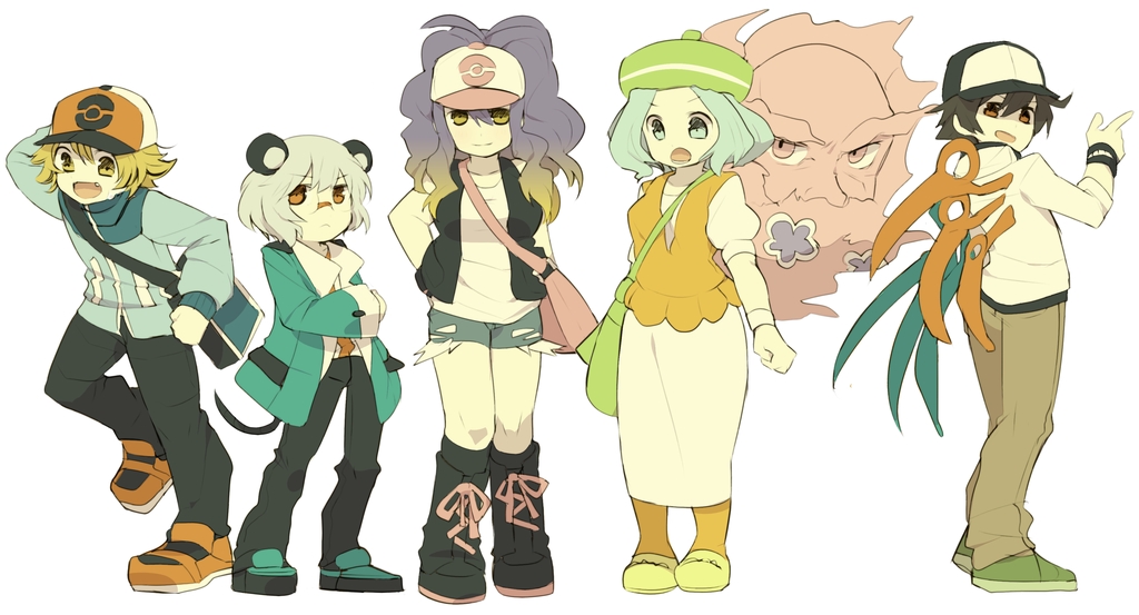5girls animal_ears asymmetrical_wings bad_id bad_pixiv_id baseball_cap bespectacled bianca_(pokemon) bianca_(pokemon)_(cosplay) black_hair blonde_hair blue_eyes blue_hair cheren_(pokemon) cheren_(pokemon)_(cosplay) cosplay denim denim_shorts gen_5_pokemon glasses gradient_hair hat hijiri_byakuren hilbert_(pokemon) hilbert_(pokemon)_(cosplay) hilda_(pokemon) hilda_(pokemon)_(cosplay) houjuu_nue jacket kumoi_ichirin mouse_ears mouse_tail multicolored_hair multiple_girls munna munna_(cosplay) n_(pokemon) n_(pokemon)_(cosplay) nazrin nintendo noe_yuuhi open_mouth orange_pantyhose pantyhose pokemon pokemon_bw ponytail red_eyes short_hair short_shorts shorts silver_hair tail toramaru_shou touhou unzan wings yellow_eyes