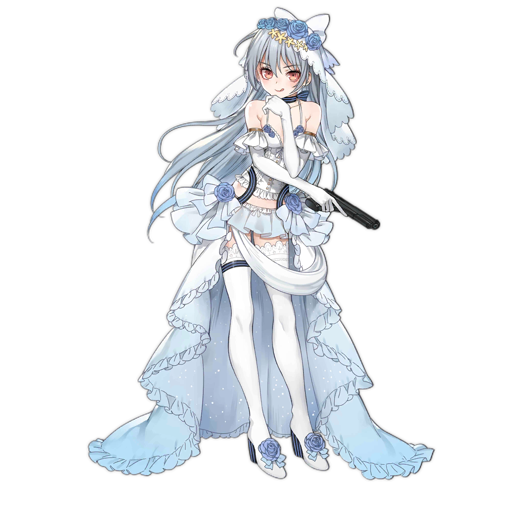 1girl blue_bow blue_flower blue_rose bow bow_choker bow_panties buttons choker corset dress elbow_gloves eyelashes flower footwear_flower frilled_dress frilled_panties frills full_body girls&#039;_frontline gloves grey_hair gun haijin hair_bow hair_flower hair_ornament handgun head_rest high_heels holding holding_gun holding_weapon lace lace-trimmed_legwear lace_trim leaning_forward licking_lips long_hair looking_at_viewer naughty_face official_alternate_costume official_art open_clothes open_dress panties red_eyes rose shoes skirt solo striped_bow thighhighs tokarev_(a_couple&#039;s_journey)_(girls&#039;_frontline) tokarev_(girls&#039;_frontline) tokarev_tt-33 tongue tongue_out transparent_background trigger_discipline underwear veil very_long_hair weapon wedding_dress white_bow white_corset white_gloves white_shoes white_skirt white_thighhighs