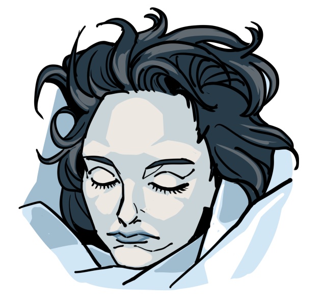 1girl bag calm closed_eyes closed_mouth colored_skin corpse death grey_lips grey_skin iggler laura_palmer movie_poster plastic_bag plastic_wrap portrait tv_show twin_peaks wavy_hair