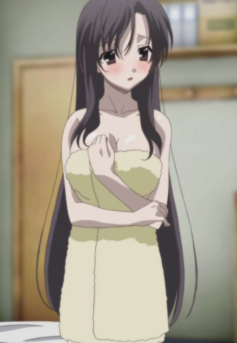 katsura kotonoha, cross days, school days, tagme, 00s, 1girl, blush,  breasts, cleavage, female focus, huge breasts, long hair, solo, towel, very  long hair - Image View - | Gelbooru - Anime Art