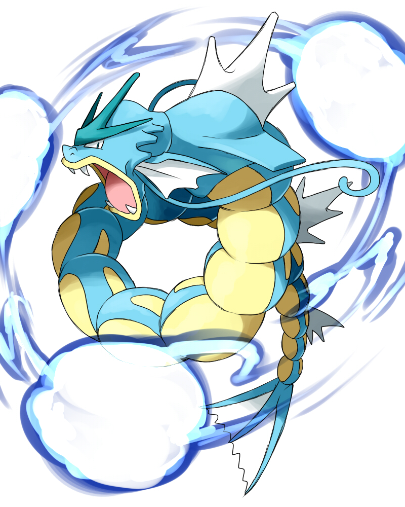 fangs gen_1_pokemon good_frog gyarados nintendo no_humans open_mouth pokemon pokemon_(creature) simple_background solo white_background