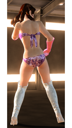 ass bikini boots bra brown_hair curly_hair drill_hair gloves long_hair lowres panties pink_gloves purple_bra purple_panties sarah_bryant swimsuit thigh_boots thighhighs underwear virtua_fighter virtua_fighter_5 virtua_fighter_5:_final_showdown