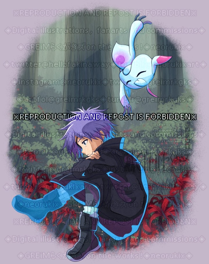 bush digimon digimon_(creature) digimon_adventure_02:_the_beginning digimon_survive flower forest grass nature owada_rui spider_lily tree ukkomon