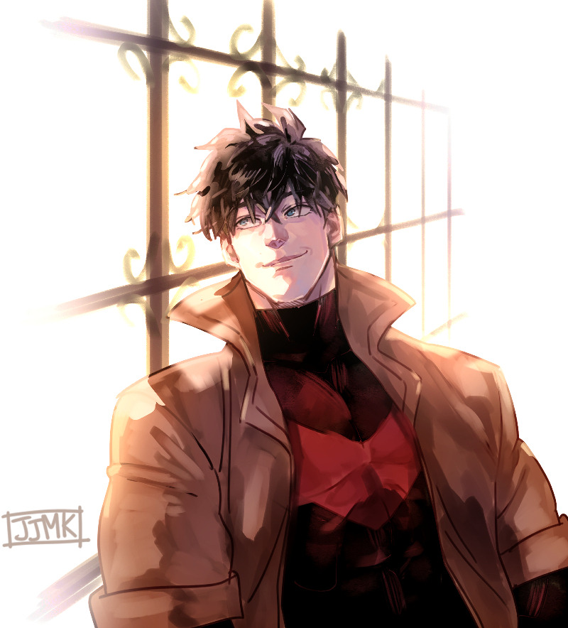 1boy bat_signal batman_(series) batman_symbol black_bodysuit black_hair blue_eyes bodysuit brown_jacket dc_comics grey_bodysuit jacket jason_todd jjmk-jjmk male_focus muscular muscular_male open_clothes red_hood_and_the_outlaws short_hair superhero_costume taut_bodysuit two-tone_bodysuit