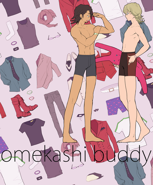 10s 2boys 723_(tobi) alternate_costume bad_id bad_pixiv_id barnaby_brooks_jr. boots boxers dress-up jacket kaburagi_t._kotetsu male_underwear multiple_boys necktie scarf shirt stuffed_animal stuffed_rabbit stuffed_toy t-shirt tiger_&amp;_bunny trocco underwear