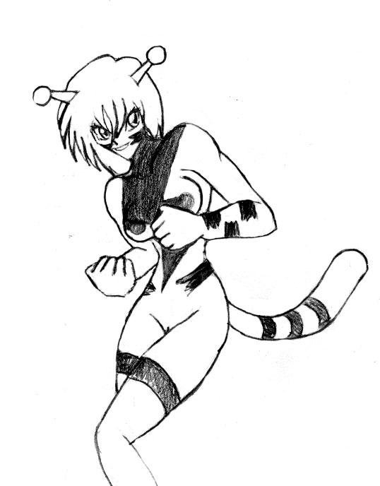 1girl antennae electabuzz gen_1_pokemon hand_drawn monster_girl nintendo pokemon short_hair tail
