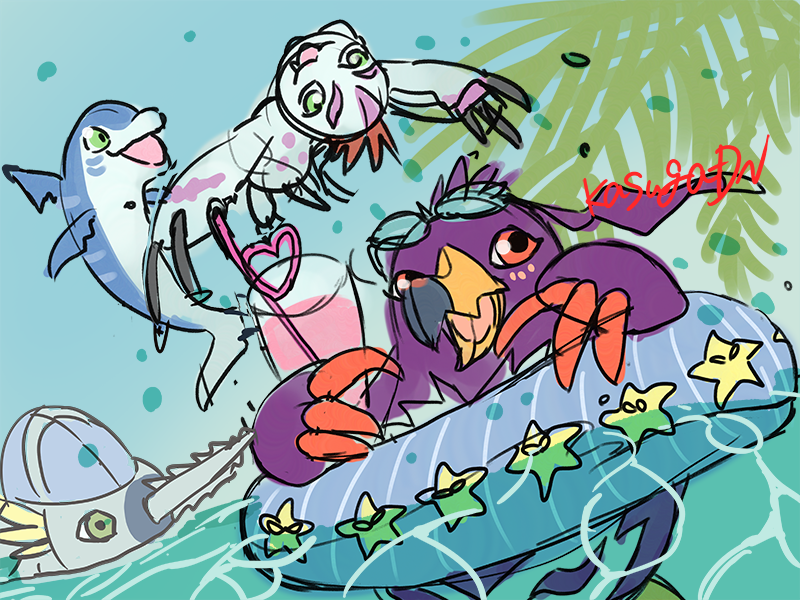 beak claws digimon digimon_(creature) gomamon heart penmon rukamon submarimon submarine watercraft
