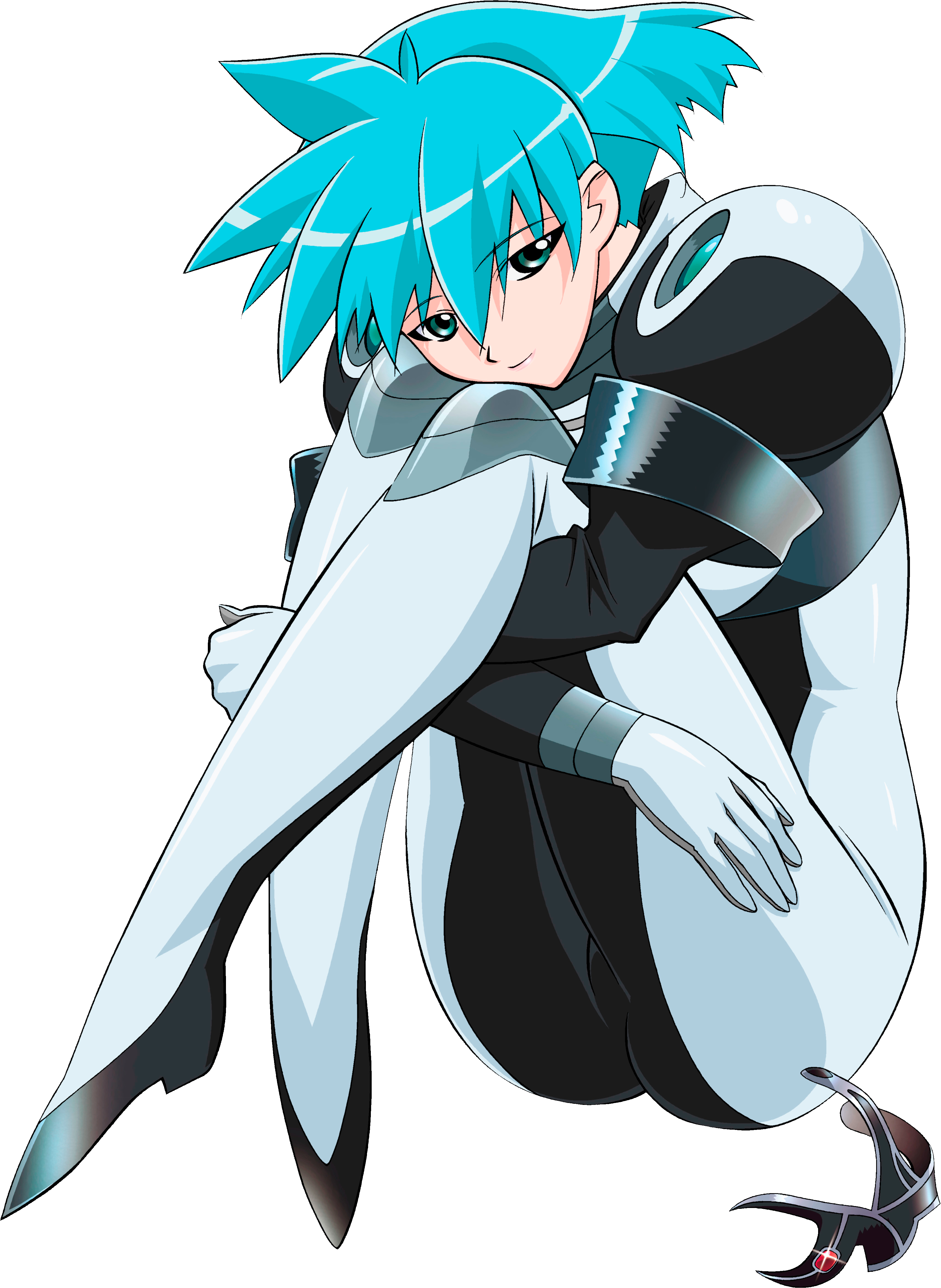00s absurdres blue_hair gloves green_eyes highres kuroda_kazuya meia_gisborn solo transparent_background vandread