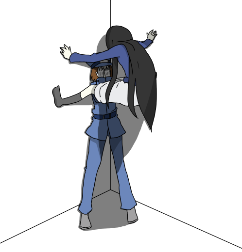 1boy 1girl black_hair brown_hair cicada_block_(meme) covering_face crossover funetsuki long_hair meme moka_(1339) older_(game) skirt standing takashi_(older) tec_(game) uniform very_long_hair