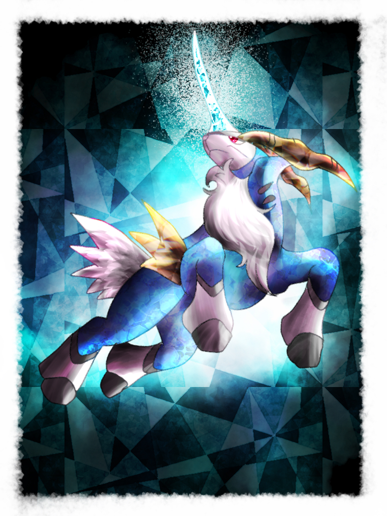 :&lt; artist_request cobalion full_body gen_5_pokemon glowing glowing_sword glowing_weapon horns legendary_pokemon nintendo no_humans pokemon pokemon_(creature) sacred_sword_(pokemon) solo weapon white_fur yellow_eyes