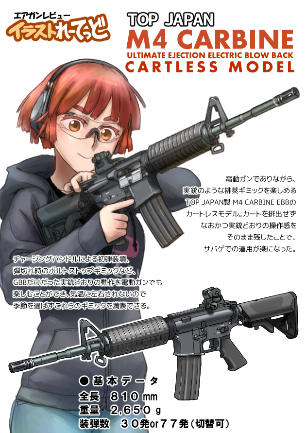 1girl airsoft_review_illustrated assault_rifle brown_eyes bushmaster_firearms_international carbine colt&#039;s_manufacturing_company colt_defense daniel_defense diagram didloaded ear_protection earmuffs eye_protectors fn_herstal gun holding information_sheet japanese_text lewis_machine_and_tool_company long_gun m4_carbine norinco_(firearms_manufacturer) original red_hair remington_arms rifle safety_glasses sarsılmaz_arms short-barreled_rifle sme_ordnance stock_(firearm) taurus_(manufacturer_company) telescoping_stock text_focus translation_request u.s._ordnance united_defense_manufacturing_corporation weapon weapon_focus weapon_profile