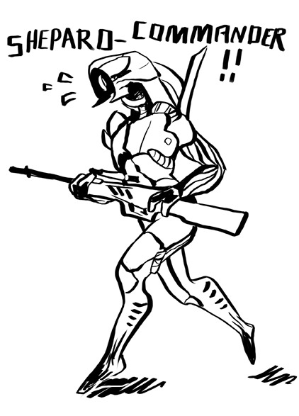 ! !! dodostad geth holding holding_weapon legion_(mass_effect) mass_effect_(series) robot running scope tumblr weapon