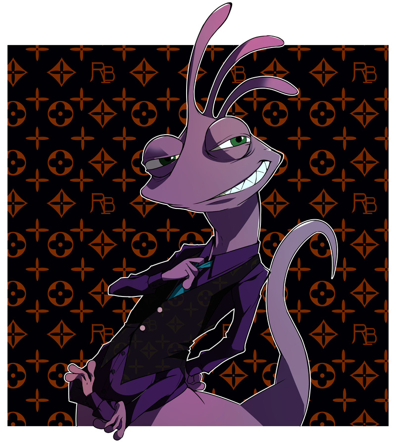 1boy bashou_tokage colored_skin green_eyes lizard_tail male_focus monster monsters_inc. no_humans personification purple_skin randall_boggs sharp_teeth slit_pupils solo tagme tail teeth