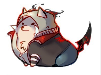 alex_mercer animalization deathdog dog ears_through_headwear full_body fusion hood lowres mameshiba_(character) no_humans prototype_(game) shaded_face simple_background white_background