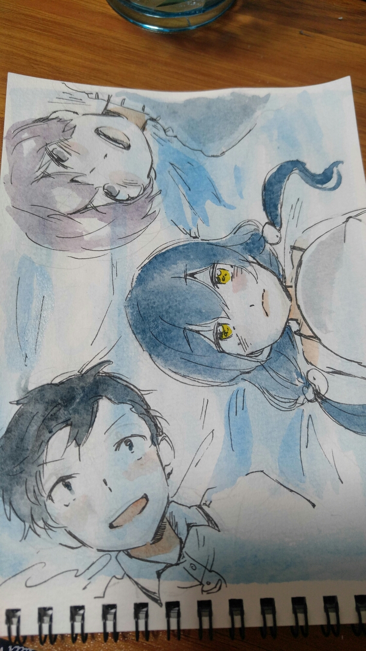 amasawa_keisuke black_eyes black_hair blue_hair coat coat_on_shoulders digimon digimon_story:_cyber_sleuth digimon_story:_cyber_sleuth_hacker&#039;s_memory highres long_hair mishima_erika nogi_yu pink_eyes pink_hair short_hair twintails very_long_hair yellow_eyes