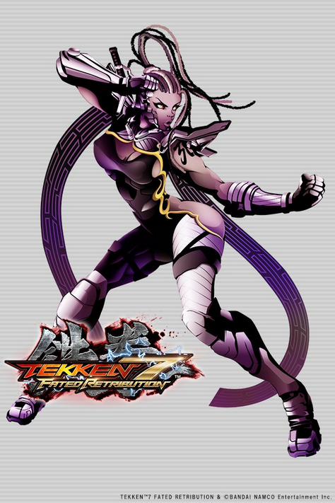 1girl bodysuit breasts cleavage clenched_hands copyright_name dark-skinned_female dark_skin dreadlocks female_focus fighting_stance fujisawa_tomio full_body hip_vent large_breasts long_hair master_raven medium_breasts namco narrow_waist ninja official_art scarf sideboob solo tekken tekken_7 very_dark_skin