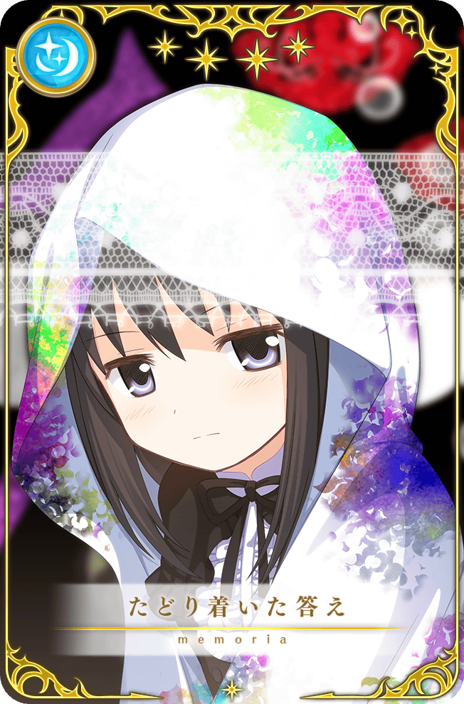 1girl abstract_background akemi_homura akemi_homura_(black_dress) artist_request black_background black_dress black_hair black_ribbon bubble card_(medium) center_frills cloak closed_mouth collared_shirt dot_nose dress expressionless frills game_cg high_collar hood hood_up hooded_cloak jitome lace light_blush light_frown long_hair looking_at_viewer magia_record:_mahou_shoujo_madoka_magica_gaiden mahou_shoujo_madoka_magica mahou_shoujo_madoka_magica:_hangyaku_no_monogatari neck_ribbon official_alternate_costume official_art picture_frame purple_eyes ribbon shirt shirt_under_dress sidelocks solo star_(symbol) translated upper_body white_cloak white_shirt