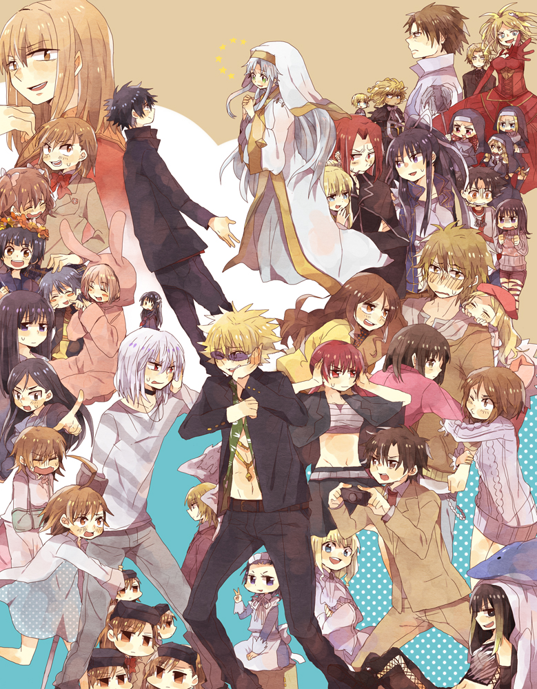 6+boys 6+girls accelerator_(toaru_majutsu_no_index) acqua_of_the_back agnese_sanctis ahoge albino angelene aogami_pierce beret black_hair black_legwear blonde_hair blue_eyes blue_hair blush brown_eyes brown_hair carissa child choker crutch dress etzali everyone fiamma_of_the_right flower fremea_seivelun fukiyose_seiri habit hair_flower hair_ornament hair_ribbon hairpin hamazura_shiage hat head-mounted_display himegami_aisa index_(toaru_majutsu_no_index) itsuwa kakine_teitoku kamijou_touma kanzaki_kaori kinuhata_saiai knight_leader kuroyoru_umidori last_order_(toaru_majutsu_no_index) laura_stuart leivinia_birdway long_hair lucia_(toaru_majutsu_no_index) maid maid_headdress misaka_imouto misaka_mikoto misaka_worst mugino_shizuri multiple_boys multiple_girls musujime_awaki niwatoriko nun orsola_aquinas ponytail red_eyes red_hair ribbon robe safety_pin sarashi saten_ruiko school_uniform serafuku sherry_cromwell shirai_kuroko shirt short_hair siblings sisters skirt smile spiked_hair stiyl_magnus striped_clothes striped_shirt sunglasses sweater sweater_vest takitsubo_rikou tatemiya_saiji toaru_kagaku_no_railgun toaru_majutsu_no_index toaru_majutsu_no_index:_new_testament toaru_majutsu_no_index:_old_testament tsuchimikado_maika tsuchimikado_motoharu tsukuyomi_komoe twintails uiharu_kazari unabara_mitsuki white_hair