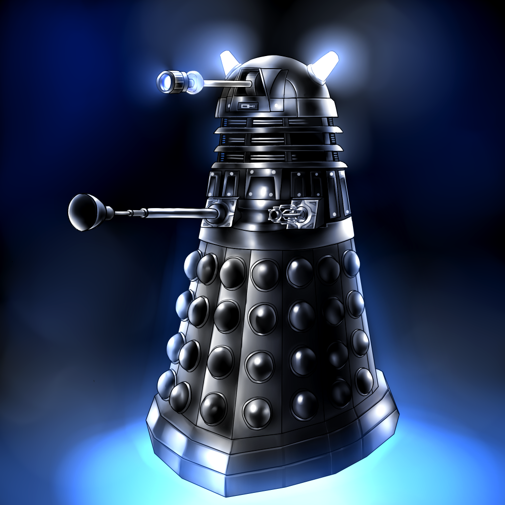 bad_id bad_pixiv_id blue_theme comar_(komaaru) dalek dalek_sec doctor_who glint glowing monochrome no_humans
