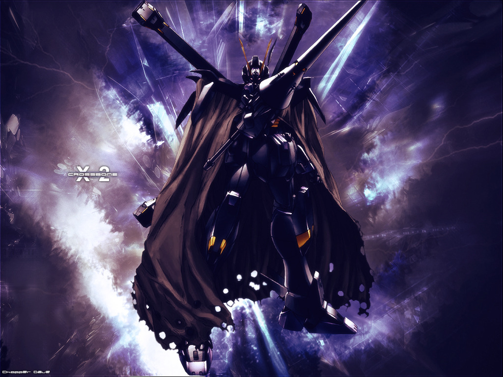 artist_request cape character_name crossbone_gundam crossbone_gundam_x-2 crossbone_vanguard gundam gundam_perfect_file machinery mecha mecha_focus mobile_suit no_humans realistic robot science_fiction shot_lancer solo title torn_cape torn_clothes v-fin