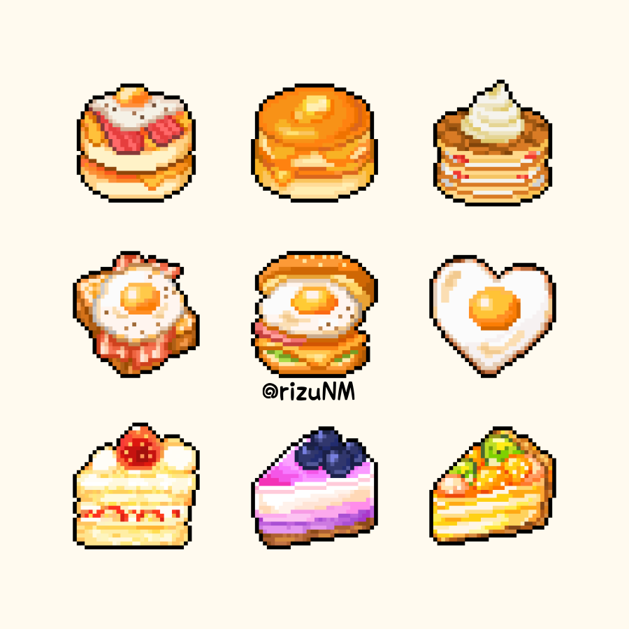 artist_name bacon blueberry bread bread_slice bun_(food) butter cake cake_slice cheese dessert egg_(food) food food_focus fried_egg fried_egg_on_toast fruit heart heart-shaped_food no_humans original pancake pancake_stack rizu_(rizunm) sandwich simple_background souffle_pancake strawberry strawberry_cake sweets toast waffle whipped_cream white_background