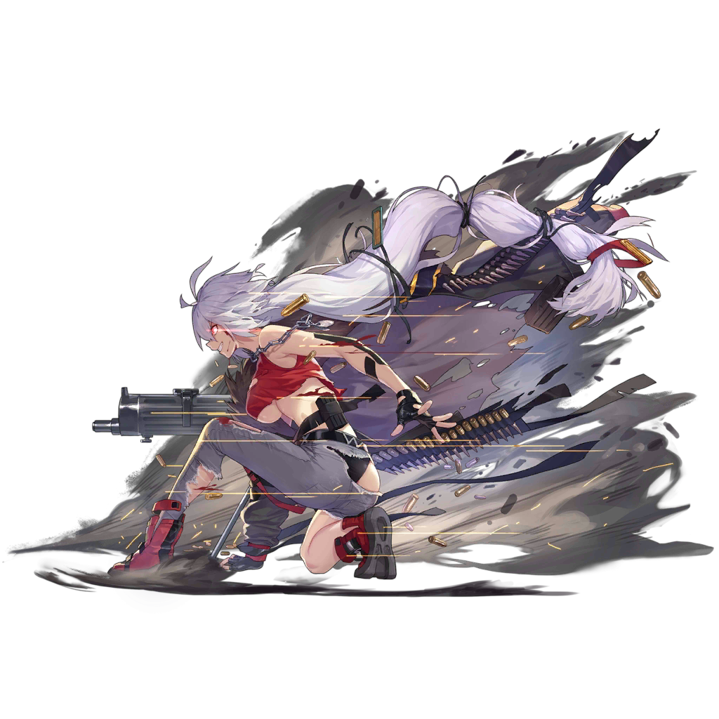 1girl 7.62x54mmr ammunition ammunition_belt antenna_hair artist_request asymmetrical_clothes black_gloves black_panties blood breasts bullet carbine_cartridge chain damaged fingerless_gloves from_side fully_powered_cartridge girls&#039;_frontline gloves grin gun heavy_machine_gun holding holding_gun holding_weapon injury large_breasts long_hair machine_gun maxim_gun military_cartridge multi-tied_hair official_art on_one_knee panties pm1910_(girls&#039;_frontline) pm_m1910 profile red_eyes red_footwear rifle_cartridge shell_casing silver_hair single_pantsleg smile smoke solo torn_clothes torn_legwear transparent_background underwear very_long_hair weapon