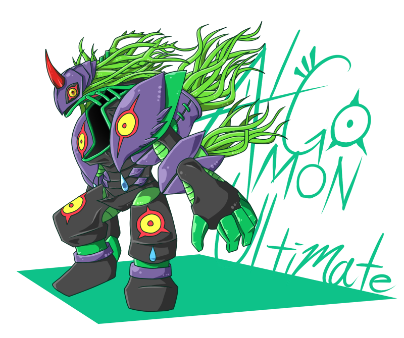 algomon algomon_ultimate digimon digimon_(creature) horns simple_background solo tentacles white_background