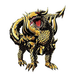 digimon digimon_jintrix dragon huanglongmon official_art open_mouth sharp_teeth simple_background teeth white_background
