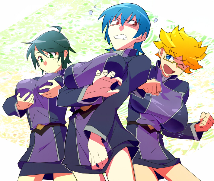 10s asagi_toshikazu blue_hair gender_request genderswap hitachi_izuru majestic_prince math-major suruga_ataru