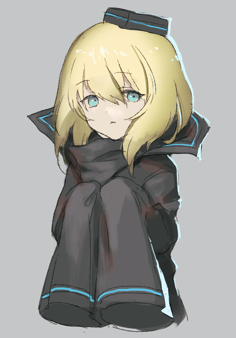 1girl arknights black_jacket blonde_hair blue_eyes child commentary_request durin_(arknights) jacket kouka_(mrakano5456) long_hair looking_at_viewer medium_hair solo tagme