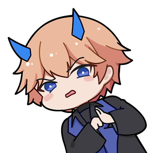 1boy black_jacket blue_eyes blue_horns bright_pupils chibi chibi_only chinese_commentary commentary_request disgust euyueuy horns jacket lee:_entropy_(pgr) lee_(pgr) looking_at_viewer male_focus official_art open_mouth orange_hair punishing:_gray_raven short_hair simple_background solo upper_body white_background white_pupils