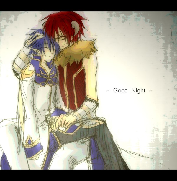2boys animal animal_around_neck black-framed_eyewear black_pants blue_coat blue_hair brown_horns closed_eyes closed_mouth coat commentary_request detached_sleeves feet_out_of_frame fox gold_trim high_priest_(ragnarok_online) horns male_focus multicolored_coat multiple_boys pants pointy_ears professor_(ragnarok_online) ragnarok_online red_eyes red_hair red_shirt sanzan_(re_m) shirt short_hair sitting sitting_on_lap sitting_on_person sleeveless sleeveless_shirt smile striped_sleeves two-tone_coat white_coat white_pants white_sleeves yaoi yellow_sleeves