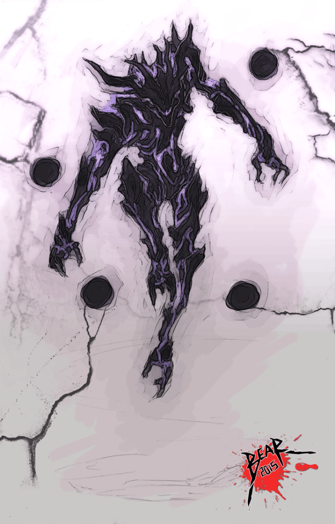 artist_logo artist_name aura black_lightning carapace concept_art cthulhutech energy energy_ball floating_ball glowing gradient_background logo monster occult original purple_light silverbones_bear simple_background
