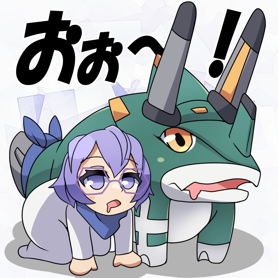 digimon digimon_(creature) dinosaur drooling glasses mikagura_mirei open_mouth wezengammamon