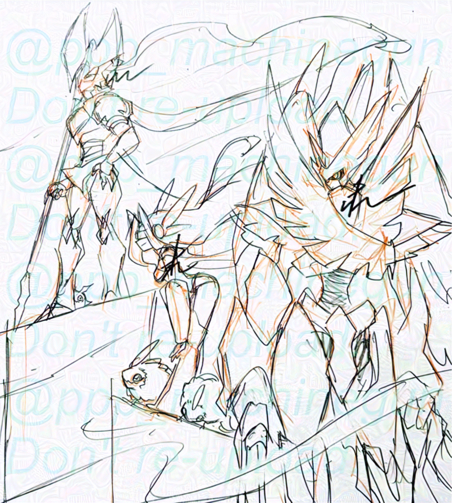 digimon digimon_(creature) fairimon fluffymon gloves head_wings long_hair mask medievaldukemon wings yolkmon zephagamon