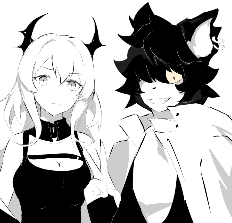 1boy 1girl aak_(arknights) arknights raifu_(rf) surtr_(arknights) tagme