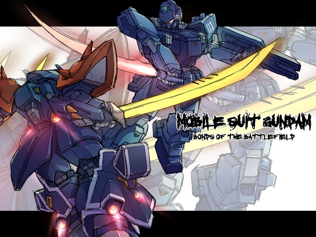 atsushi/hao blue_destiny_01 efreet_custom energy_sword gundam gundam_side_story:_the_blue_destiny mecha robot shield sword weapon