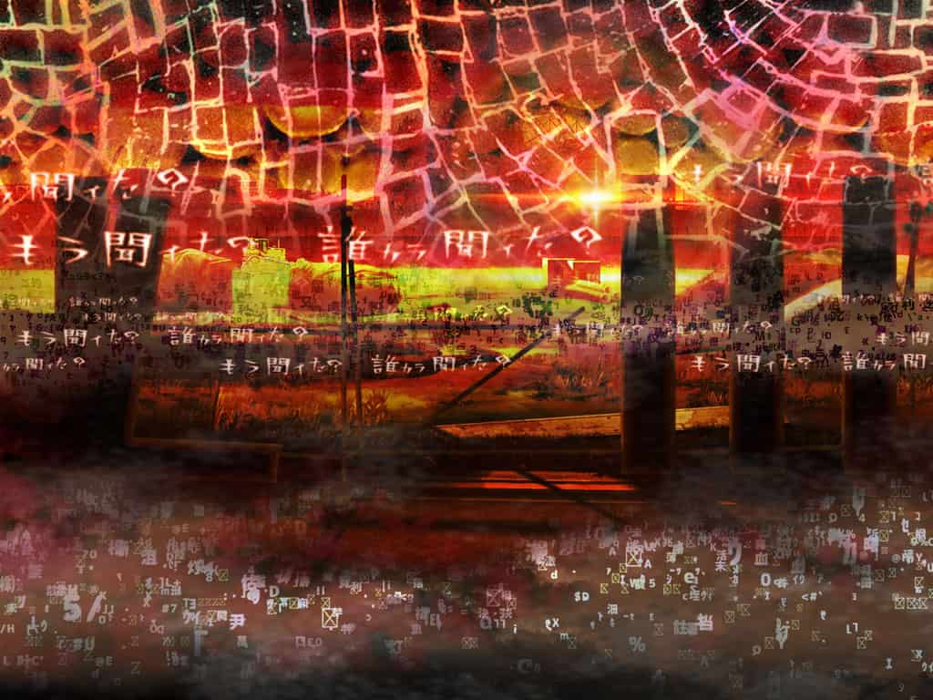 artist_request blue_sky bulldozer cloud construction day dirt fence game_cg glitch grass magia_record:_mahou_shoujo_madoka_magica_gaiden mahou_shoujo_madoka_magica mountainous_horizon no_humans official_art outdoors road scenery shadow sky street sunlight sunset unused_tire witch&#039;s_labyrinth