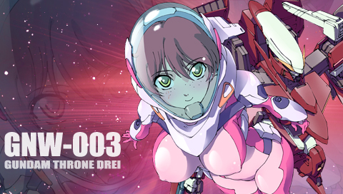 00s 1girl blush bodysuit breasts covered_erect_nipples freckles gundam gundam_00 gundam_throne_drei helmet large_breasts lowres mecha nena_trinity pilot_suit red_hair robot throne_drei washio_naohiro yellow_eyes zoom_layer