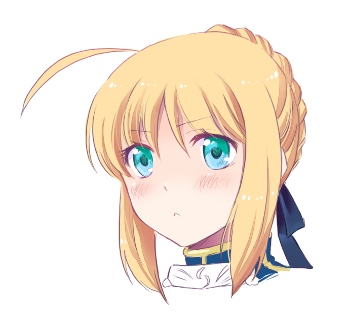 1girl :&lt; ahoge artoria_pendragon_(fate) bad_id bad_pixiv_id blonde_hair blush fate/zero fate_(series) female_focus green_eyes hachi_(gaoo) saber_(fate) solo