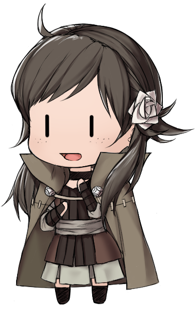 1girl boots brown_eyes brown_hair collared_cloak commission fayetism fire_emblem fire_emblem_fates flower freckles hair_flower hair_ornament high_collar jirachirachi leather leather_boots mozu_(fire_emblem) nintendo second-party_source solo swept_bangs wrist_guards