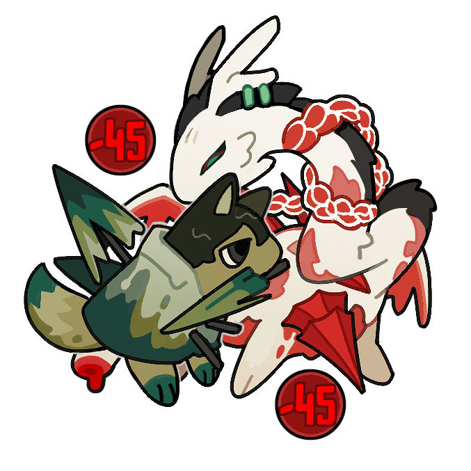 2boys animal_ears black_eyes black_hair chibi colored_sclera dragon drifting_fox e.g.o_(project_moon) eastern_dragon flaw_eight fox_ears fox_tail gameplay_mechanics hagoromo hong_lu_(project_moon) limbus_company multiple_boys project_moon red_sclera shawl sunshower_(e.g.o) tail transparent_background umbrella yi_sang_(project_moon) yinglong_(project_moon)