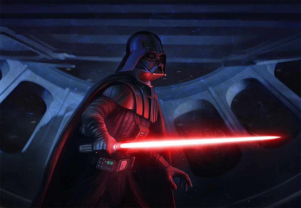 1boy alexandr_elichev black_cape black_helmet cape darth_vader energy_sword helmet holding holding_sword holding_weapon lightsaber red_lightsaber solo standing star_wars sword weapon