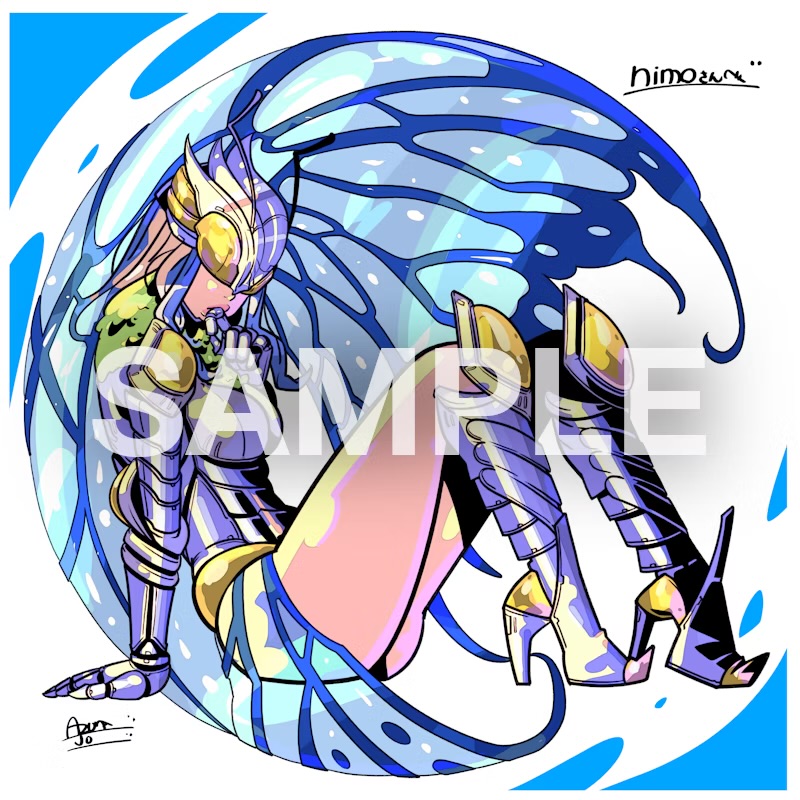 1girl armor armored_boots armored_gloves artist_name artist_request ass blue_hair boots breasts bug butterfly butterfly_wings commission digimon digimon_(creature) digimon_story:_cyber_sleuth digimon_story:_cyber_sleuth_hacker&#039;s_memory female_focus fur_collar gloves gluteal_fold headgear helmet high_heels insect insect_wings large_breasts leotard long_hair looking_at_viewer sample_watermark shiny_clothes shoulder_armor sideview sitting skeb skeb_commission skirt solo solo_focus thick_thighs thighhighs thighs tinted_eyewear watermark white_background wings yellow-tinted_eyewear